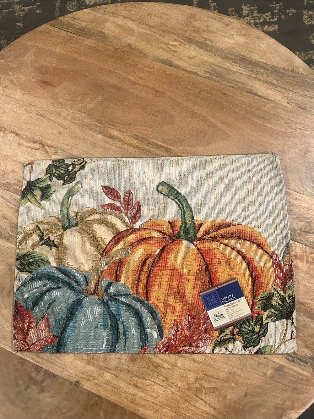 Set of 4 Fall Harvest Pumpkin Tapestry Placemats 13x18 New w/ Tags Made in USA